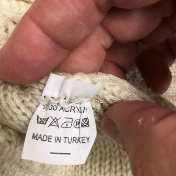 Off white cream Turkish wool Women’s sweater stretch crew neck Red Roza Brand - Picture 11 of 13